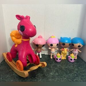 Lalaloopsy Little Dolls, Rocking Horse & Bottle Bundle Lot